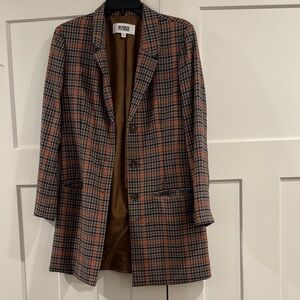 BB Dakota by Steve Madden Plaid Longline Blazer, Multicolor Checkered, Size XS